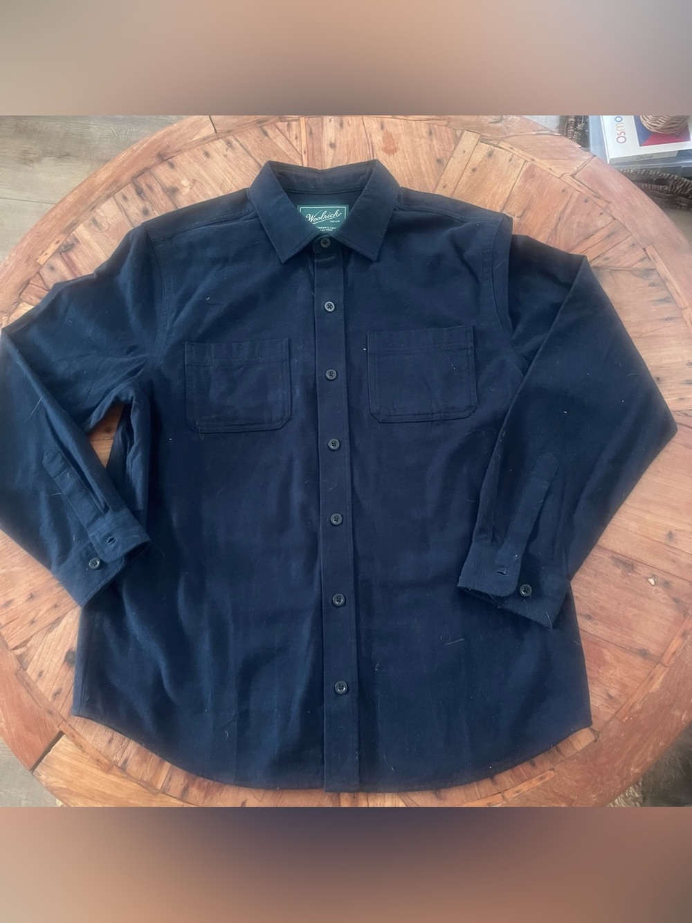 Woolrich NWOT Green Label Collection Cotton Flannel Shacket Men L 46 navy Pocket